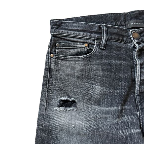 John Elliott Charcoal Grey Wash Skinny Distressed Jeans - M062 - Picture 4 of 10